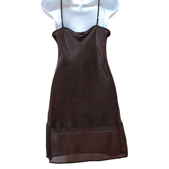 Gold Hawk Chocolate Brown Silk Chemise Slip Dress Womens S Y2K Style Glam Luxury - Picture 2 of 6